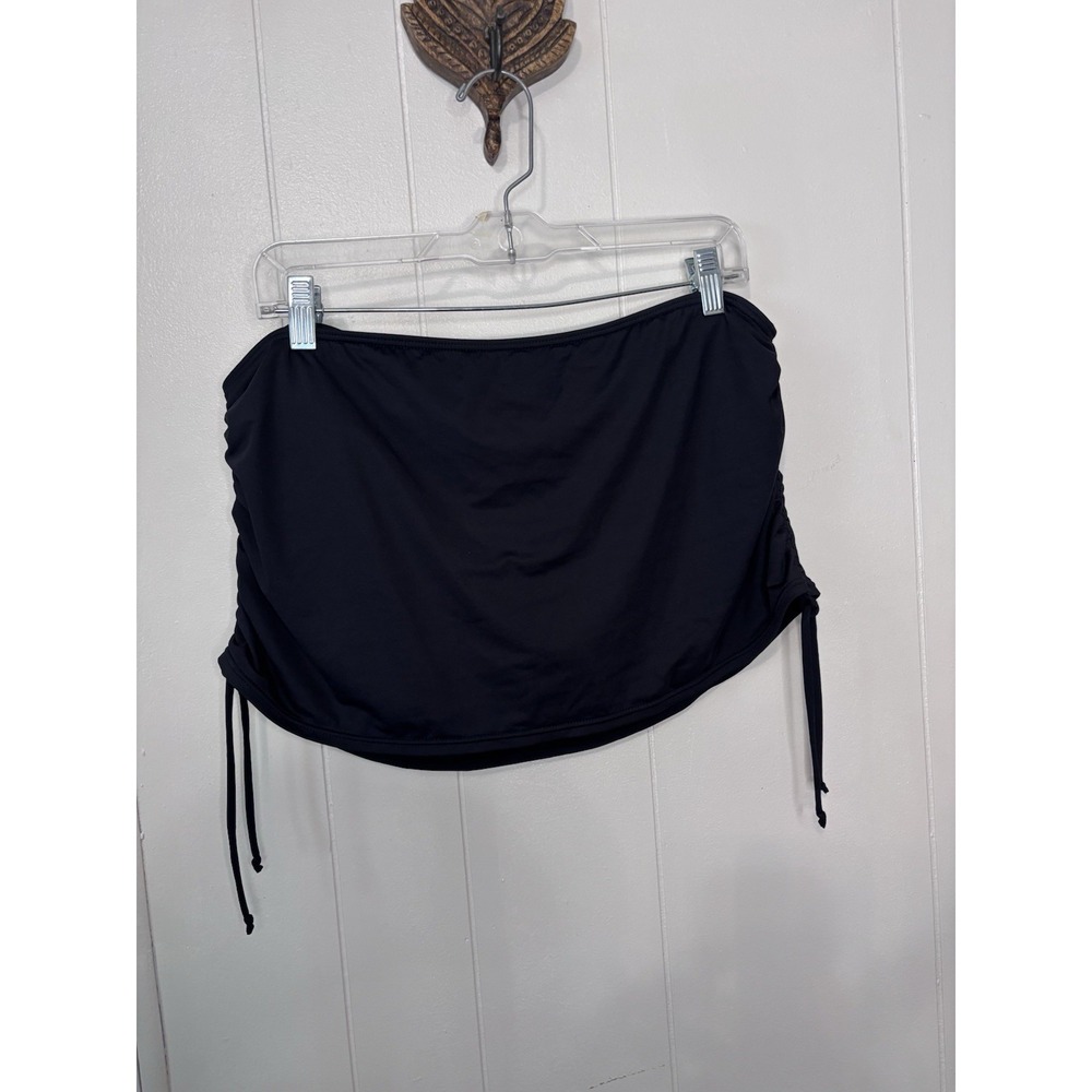Downeast Women's XL Skirted Swim Bottom Black‎ Rusched Side Tie